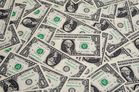 Dollars background. Cash dollars banner for finance. Poster with dollar bills. Dollar banknote....