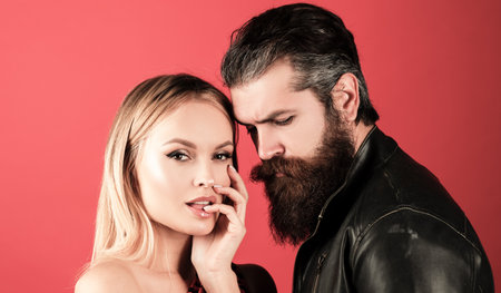 Lovely tender couple, gently womans and mans looking. Fashion couple. Sensual woman and man embracing. Lovers hugging. Couples portrait. Couple in love. Lovers hugging.の写真素材