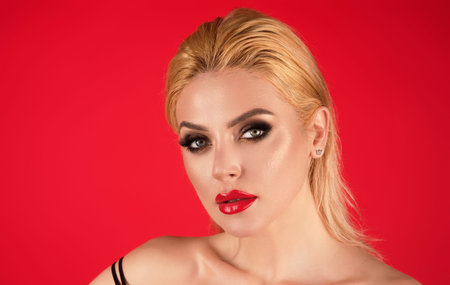 Young woman close-up portrait. Sensual woman headshot. Pretty girl. Female fashion model closeup....