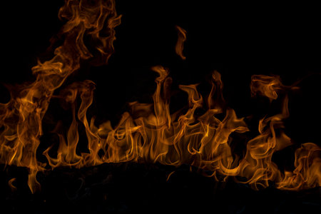 The fire, burning flame. Large burning flaming fire.