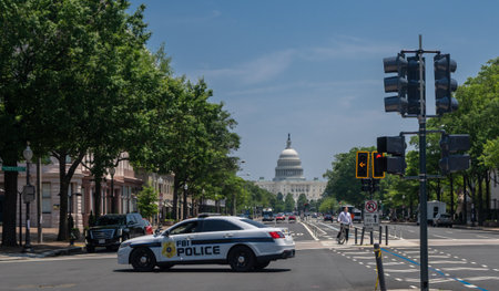 Federal Bureau of Investigation car in Washington DC. FBI car on the streets in Washington DC. FBI vehicle near the U.S. Capitol. Federal FBI agents. Criminal activity in DC.の写真素材