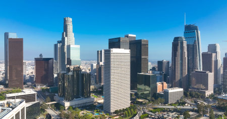 Los Angeles city. LA downtown aerial view. Los Angeles skyline. LA streets. Los Angeles from a top...