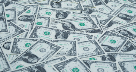 Dollars background. Cash dollars banner for finance. Poster with dollar bills. Dollar banknote....