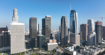 Los Angeles city. LA downtown aerial view. Los Angeles skyline. LA streets. Los Angeles from a top...