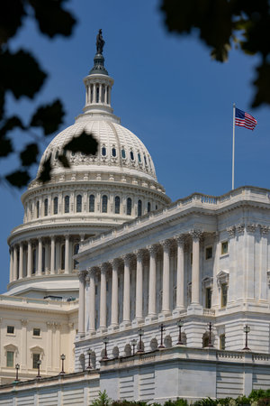 US Congress, Capitol. Washington DC skyline featuring the Capitol. Senate and House USA building....