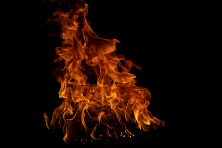 Flame fires. Burn lights on a black background. Fire flames on black background. Abstract fire flame...