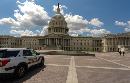 Police car in Washington DC. Police near Congress. Capitol Hill security. American police....