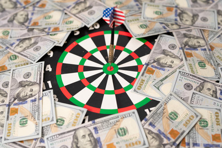 Credit, loan, and payment concept with USD. Business success poster with currency and cash flow. Deposit and savings idea for rich financial planning. Capital and investment aiming at financial victory.の写真素材