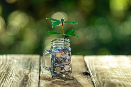 Earning money concept. Income growth idea with plant. Earning growth. Investment and future earning....