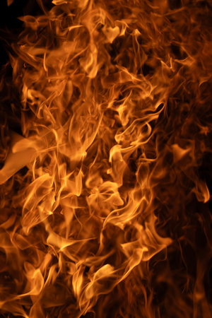Abstract inferno with fire. Burning flames in darkness. Flames overlay. Fiery background. Fire...