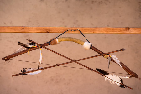 Bow craftsmanship reflects native heritage. Bow traditional archery culture. Bow craftsmanship...