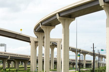 Highway interchange modern urban infrastructure. Highway interchange highlights. Highway interchange...