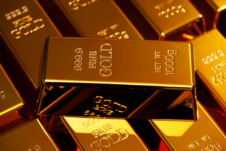 Fine gold concept. Gold for savings. Gold for investment. Gold for trading.