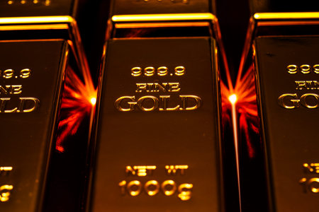 Gold bar macro luxury concept. Gold bullion financial trading asset. Gold precious economic reserve...