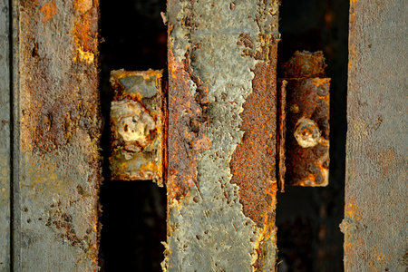 Steel rivets texture for infrastructure. Distressed metal for hazard warnings. Oxidized metal for...