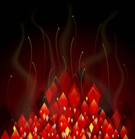 Red abstract background with simulations of fire and sparksのイラスト素材