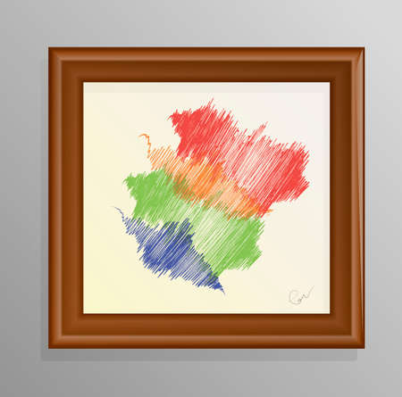 abstract color  painting in a wooden frameのイラスト素材