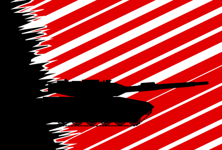 Illustration of a military tank on a red and black backgroundの写真素材