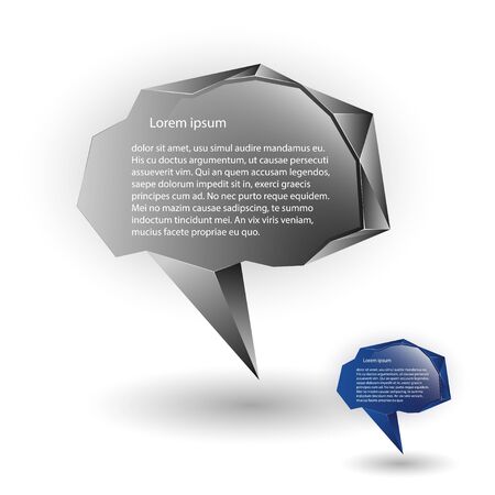 Set of abstract speech balloons or talk bubbles of black crystal glass pattern.のイラスト素材
