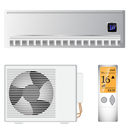 split air conditioner on the wall and outside deviceのイラスト素材