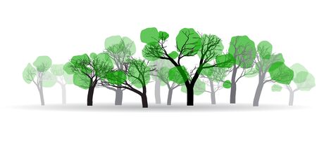 contours of the spring woods with a small amount of green leavesのイラスト素材