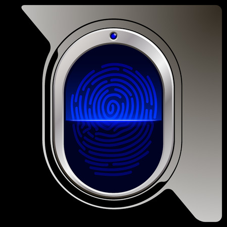 Black Fingerprint scanner with reflection and indicatorのイラスト素材
