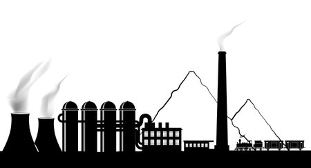 Silhouette of a power plant. Vector illustration.のイラスト素材