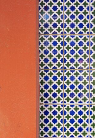 Wall and Tiled background with oriental ornamentsの写真素材