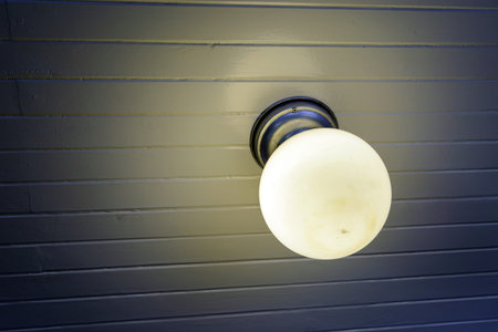 Round lighting lamp built into the ceiling
