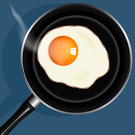 sunny side up eggs from one egg fried in a panのイラスト素材