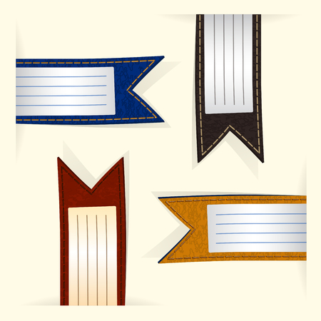 colored leather labels looking out of paper at different anglesのイラスト素材