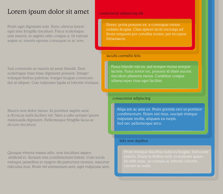 Infographics. Four consecutive frame elements of different colors with lots of room for text and descriptions.のイラスト素材