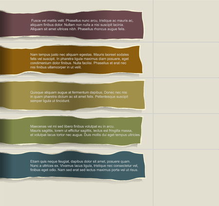 Infographics. Four consecutive torn paper of different colors with lots of room for text and descriptions.のイラスト素材