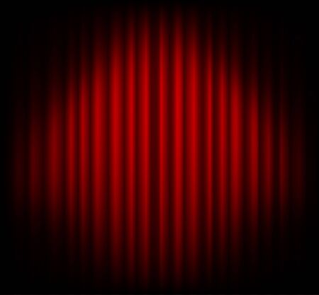 Red curtain on theater or cinema stags. Darkening at the edgesのイラスト素材