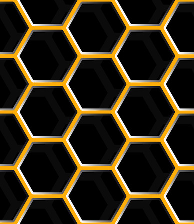 Seamless abstract honeycomb mesh background - hexagons. Color grey with shadows.のイラスト素材