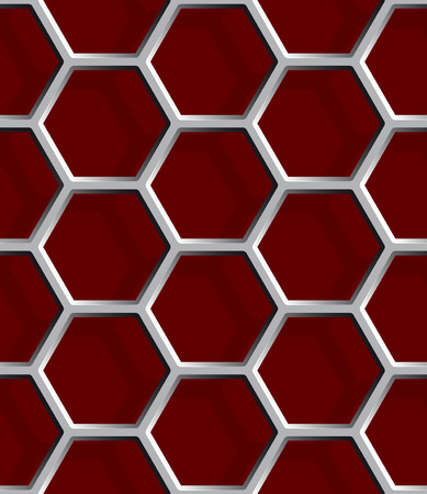 Seamless abstract honeycomb mesh background - hexagons. Color grey with shadows.のイラスト素材