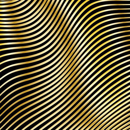 Wavy strips of golden color on a dark background. The diagonal arrangement.のイラスト素材