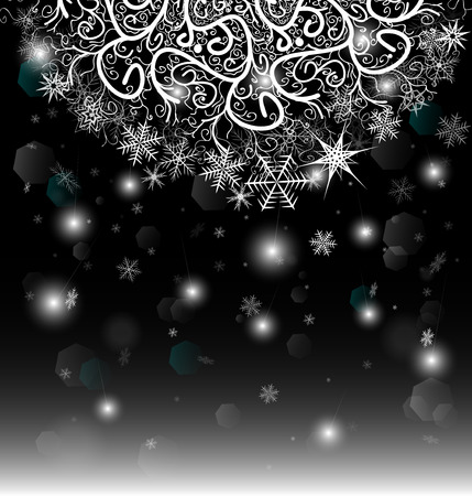 New Year Eve and Christmas background with snowflakes and snow drifts.のイラスト素材