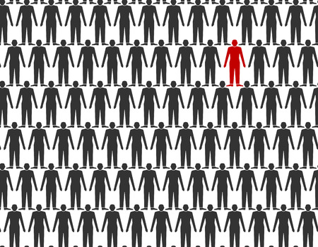 Silhouette of a group of people lined up in rows. minded team. Employees and leader.のイラスト素材