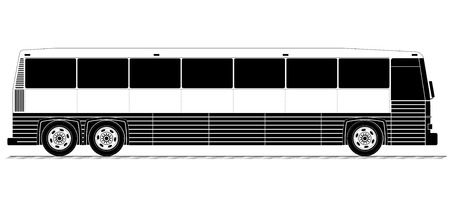 American typical country passenger bus. Black and white silhouette profile.のイラスト素材