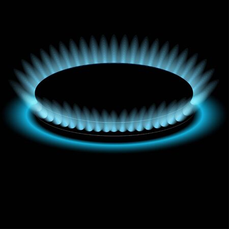 Gas burners, blue flame, vector Dark backgroundのイラスト素材
