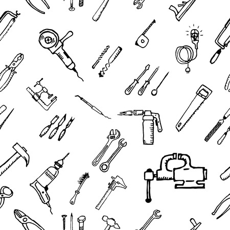 Hand tools for repair. Do it yourself. The background drawn manually.のイラスト素材