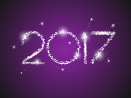 Happy New Year 2017. The figures with silver glitter from ornament
