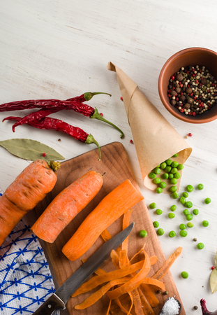 mixed vegetables on white wooden background. Copy space.の写真素材
