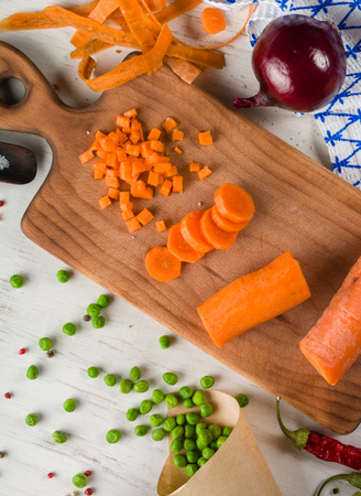 mixed vegetables on white wooden background. Copy space.の写真素材