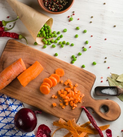 mixed vegetables on white wooden background. Copy space.の写真素材