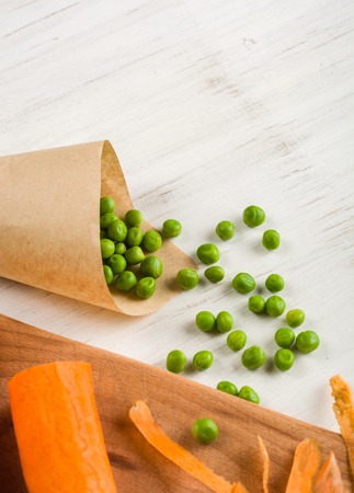 mixed vegetables on white wooden background. Copy space.の写真素材