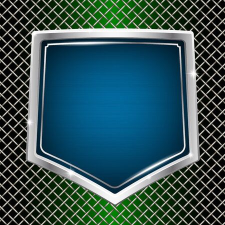 Industrial vector background. Stainless steel. Frame in the form of a pentagonal shield. Copy space.のイラスト素材