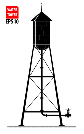 Silhoutte of an old water tower.のイラスト素材