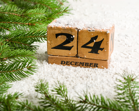 Eve, Christmas. December 24th. Winter time. Light blank for a postcard or congratulationsの写真素材